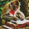 Monkey Writing Letter Diamond Painting