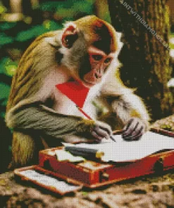 Monkey Writing Letter Diamond Painting