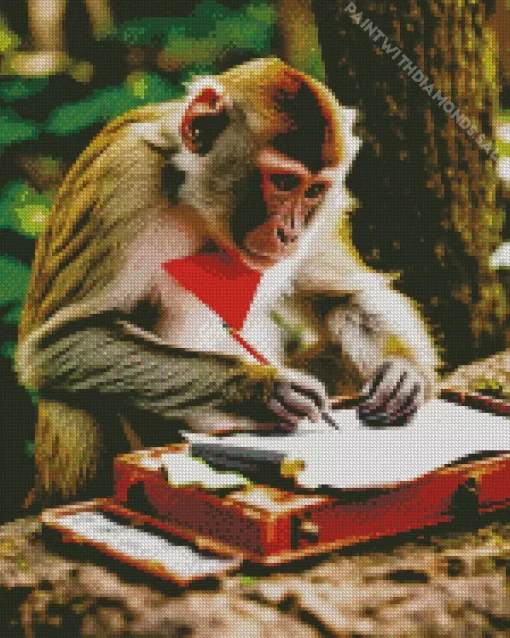 Monkey Writing Letter Diamond Painting