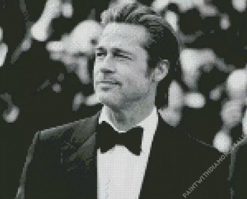 Monochrome Brad Pitt Diamond Painting