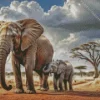 Mother And Baby Elephants Diamond Painting