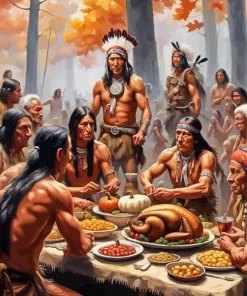 Natives Celebrating Thanksgiving Diamond Paintings