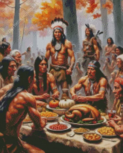 Natives Celebrating Thanksgiving Diamond Paintings