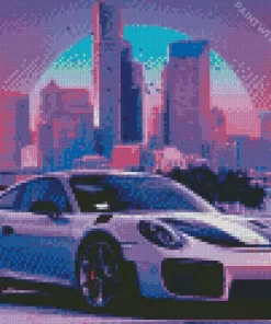 Neon City Sports Car Diamond Painting