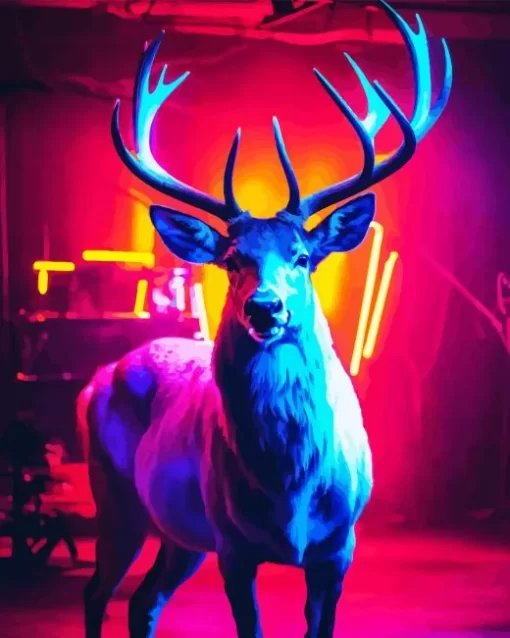 Neon Deer Animal Diamond Painting