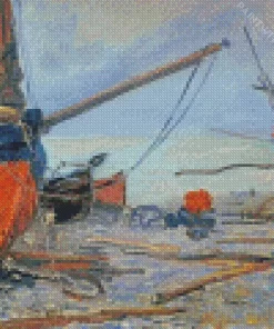 Boat on The Beach Diamond Paintings