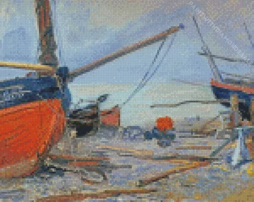 Boat on The Beach Diamond Paintings