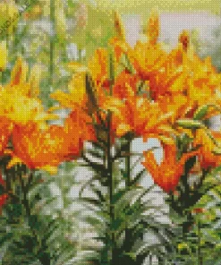 Orange Asiatic Lilies Diamond Painting