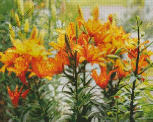 Orange Asiatic Lilies Diamond Painting