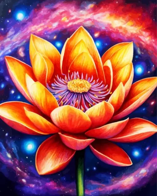 Orange Nelumbo Nucifera Art Diamond Painting