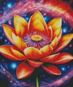 Orange Nelumbo Nucifera Art Diamond Painting