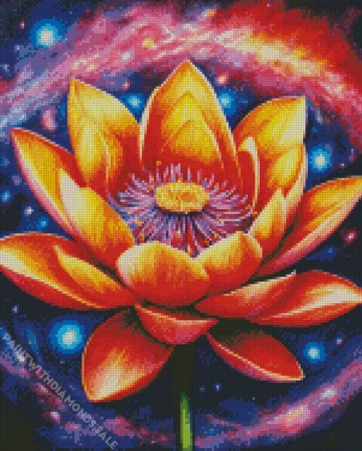 Orange Nelumbo Nucifera Art Diamond Painting