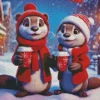 Otter Christmas Couple Diamond Painting