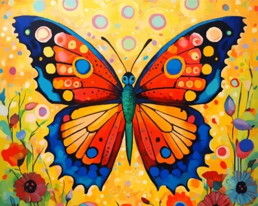 Peacock Butterfly And Flowers Diamond Painting