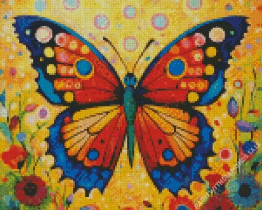 Peacock Butterfly And Flowers Diamond Painting