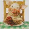 Pig Eating Cake Diamond Painting