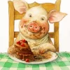 Pig Eating Cake Diamond Painting