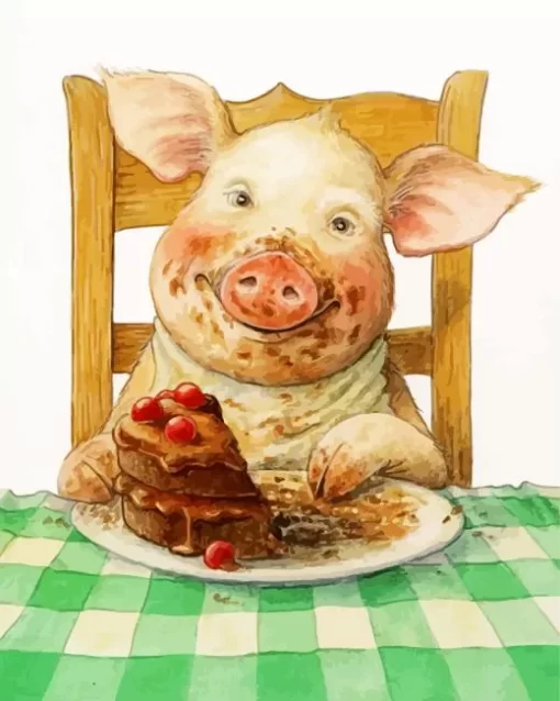 Pig Eating Cake Diamond Painting