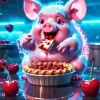 Pig Eating Cherry Pie Diamond Painting