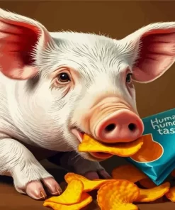 Pig Eating Chips Diamond Painting