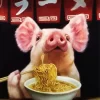 Pig Eating Noodles Diamond Painting