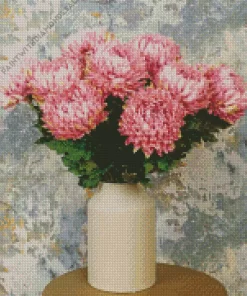 Pink Chrysanthemum In Vase Diamond Painting