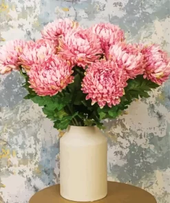 Pink Chrysanthemum In Vase Diamond Painting