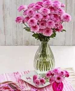 Pink Chrysanthemum Vase Diamond Painting