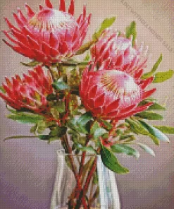 Pink Protea Vase Diamond Painting