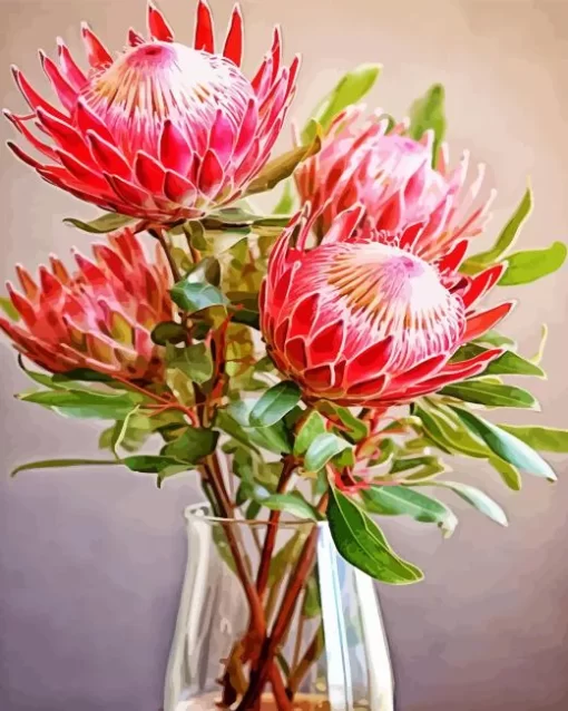 Pink Protea Vase Diamond Painting