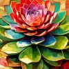 Pink Succulent Art Diamond Painting