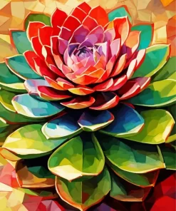 Pink Succulent Art Diamond Painting