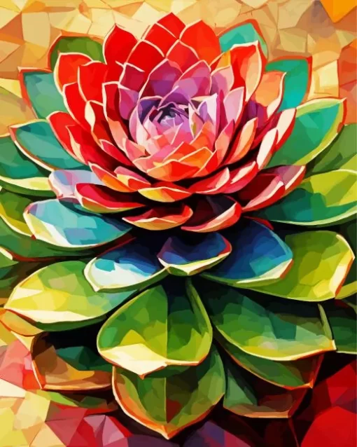 Pink Succulent Art Diamond Painting