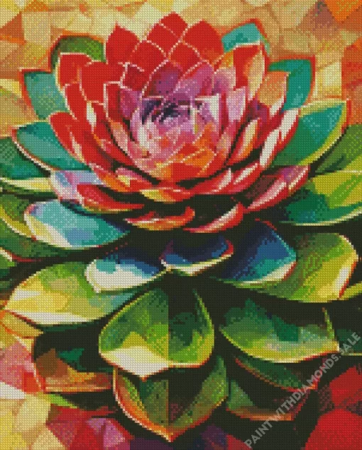 Pink Succulent Art Diamond Painting