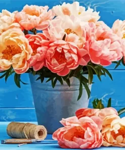 Pink Coral Sunset Peony Diamond Painting