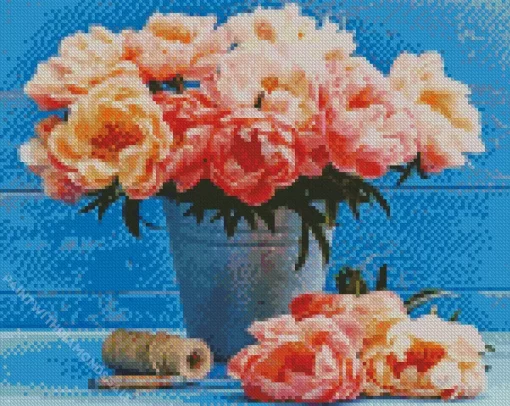 Pink Coral Sunset Peony Diamond Painting