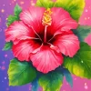 Pink Hibiscus Flower Diamond Painting