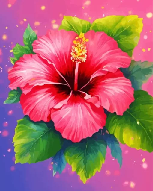 Pink Hibiscus Flower Diamond Painting