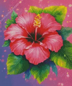 Pink Hibiscus Flower Diamond Painting