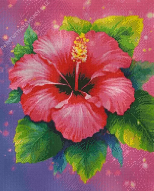 Pink Hibiscus Flower Diamond Painting