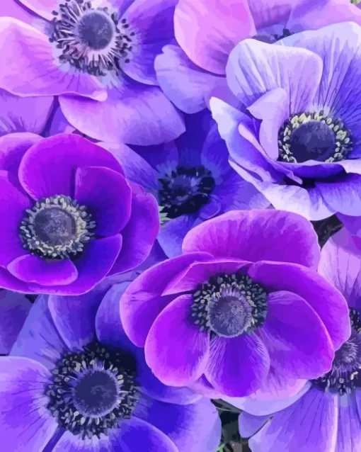 Purple Anemone Flower Diamond Painting