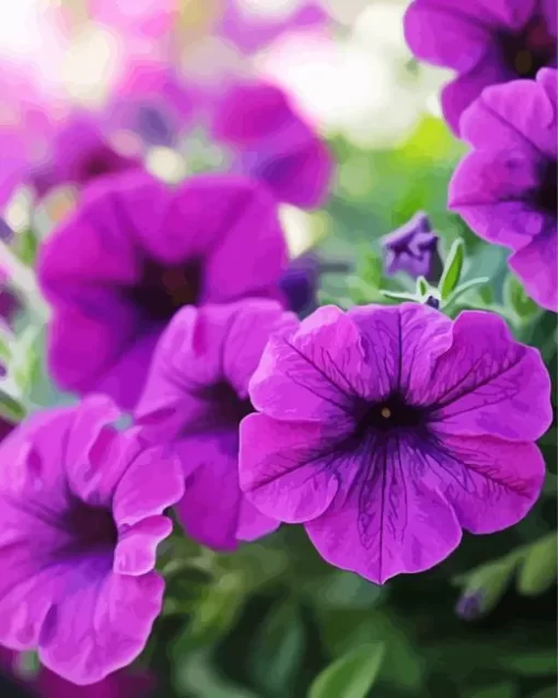 Purple Petunias Diamond Painting