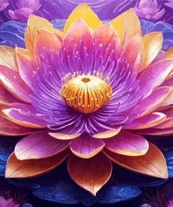 Purple Nelumbo Nucifera Art Diamond Painting