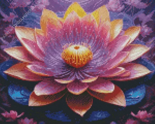 Purple Nelumbo Nucifera Art Diamond Painting