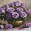 Purple Roses In A Royal Vase Diamond Painting