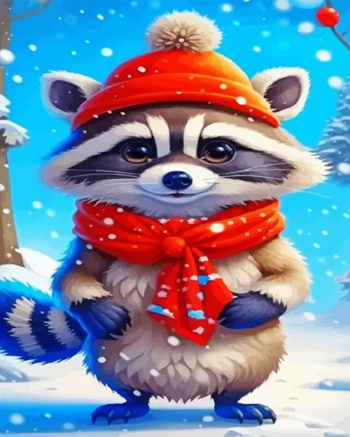 Raccoon Christmas Diamond Paintings