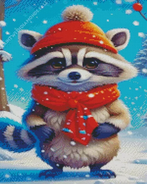 Raccoon Christmas Diamond Paintings