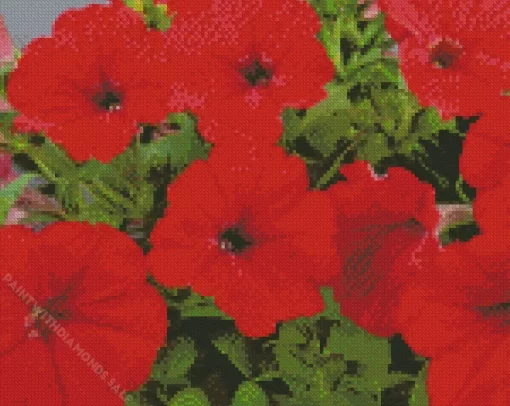 Red Petunia Diamond Painting