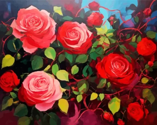 Red And Pink Roses Art Diamond Painting