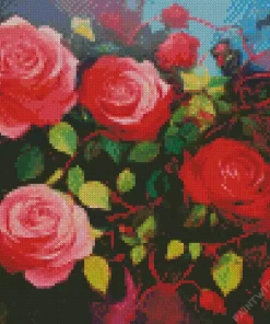 Red And Pink Roses Art Diamond Painting